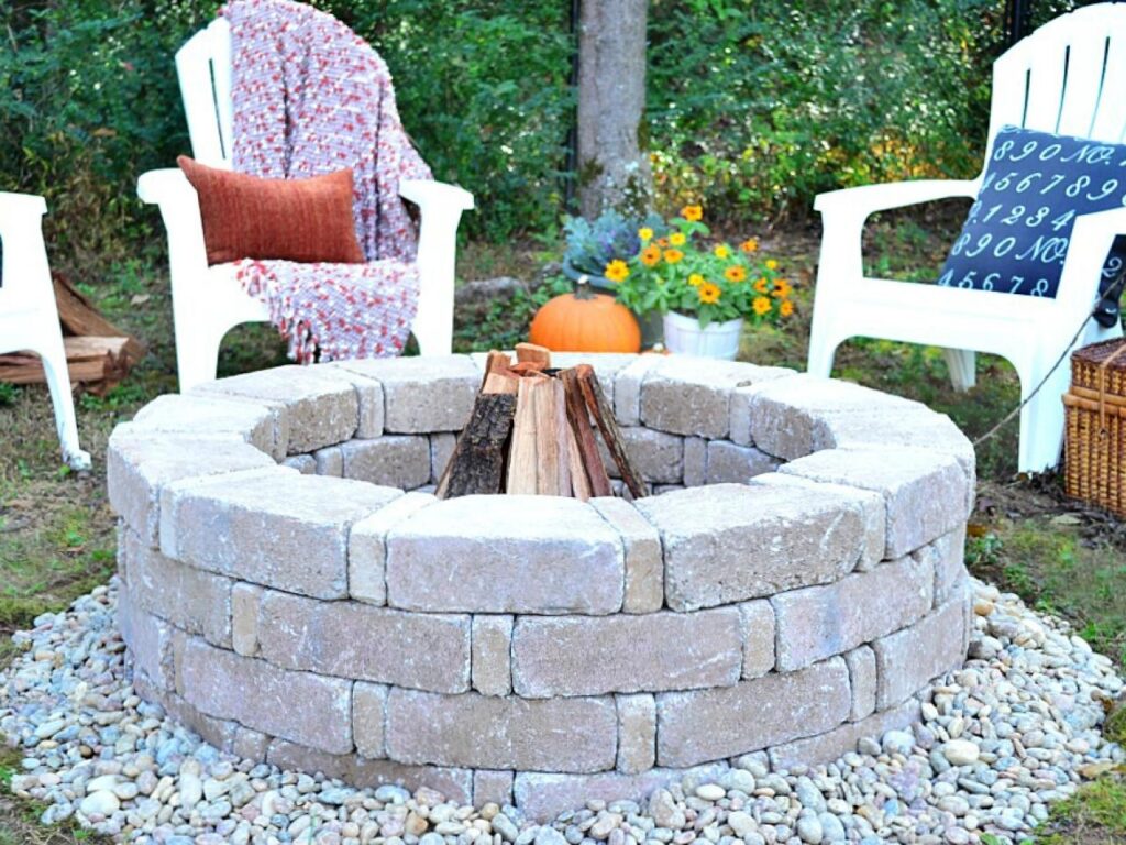 Create a fire pit with bricks or stones