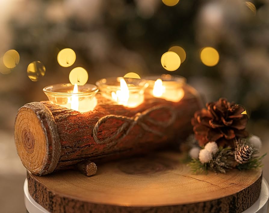 Turn a candle holder into a mini fireplace
