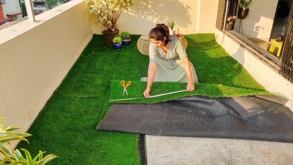 Install turf on patio