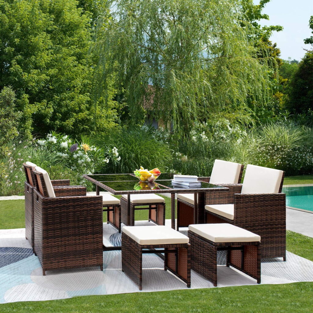 Small Tables and Ottomans in Patios