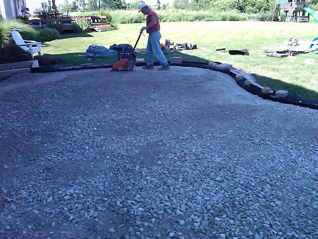 installation of Crushed Blue Stone Patio