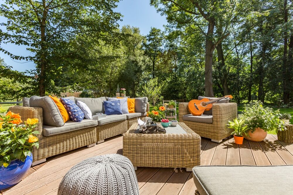 Choose colors and patterns that complement your patio’s style and palette