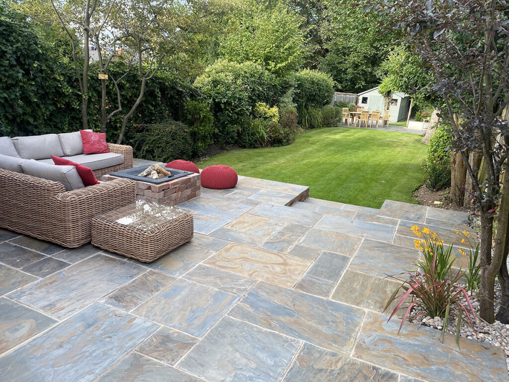 two-tone patio porcelain paving
