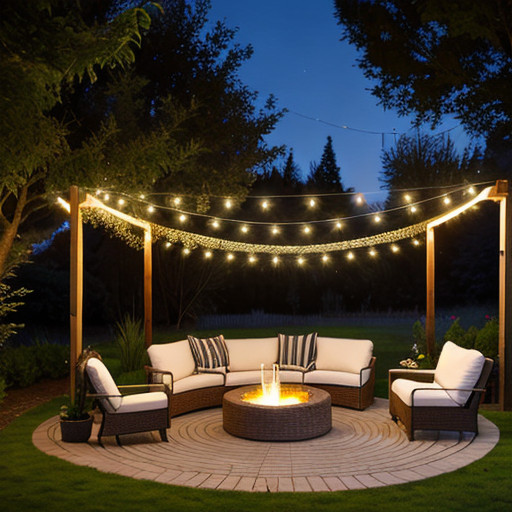some ambiance and warmth with lighting and fire for outdoor